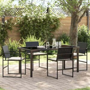 Set da Pranzo per Giardino 5 pcs Nero