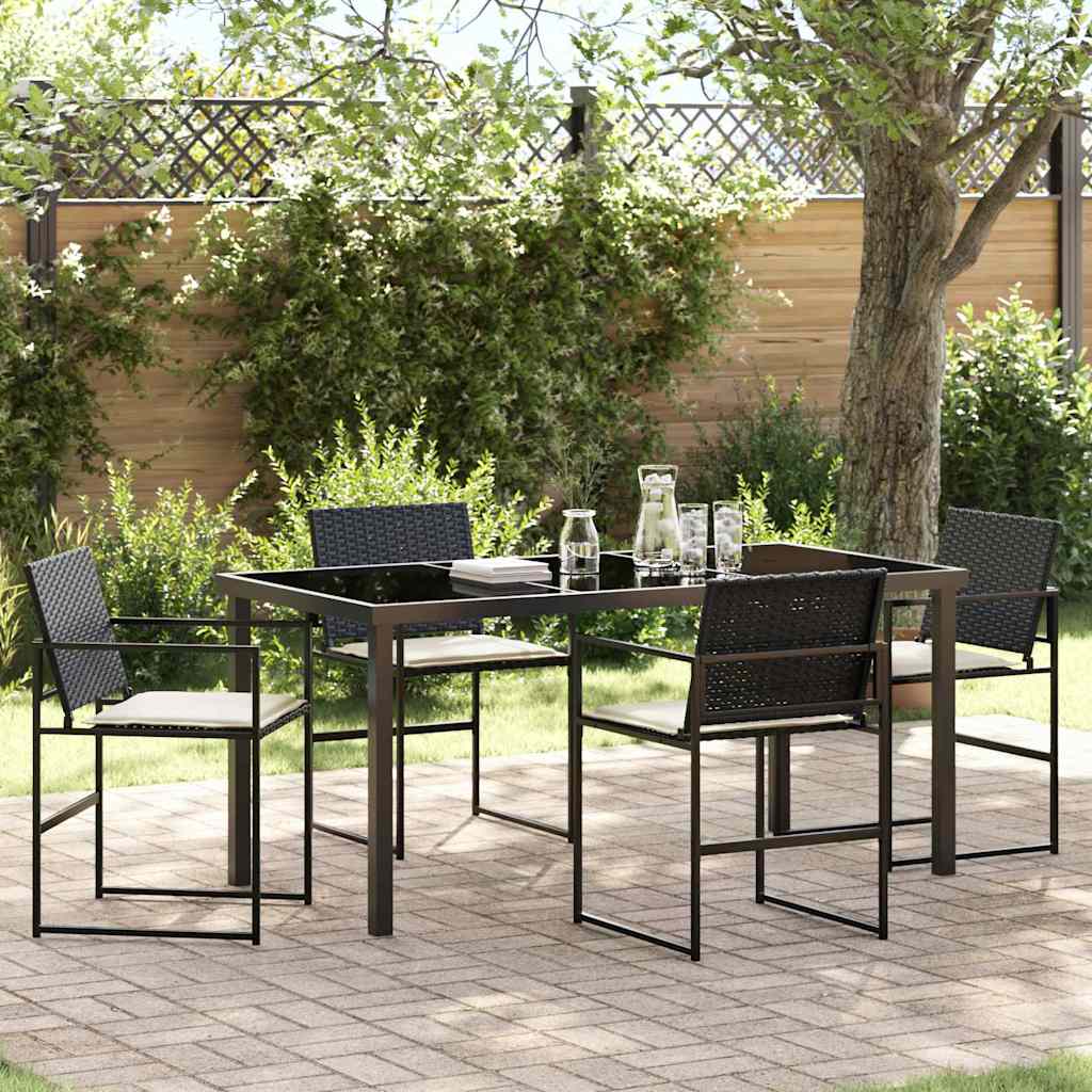 Set da Pranzo per Giardino 5 pcs Nero