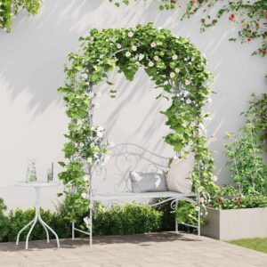 Panchina da giardino con cuscino Nero 104 x 54 x 93cm Acciaio