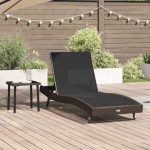 Lettino da sole con tavolo 2 pcs Marrone, nero