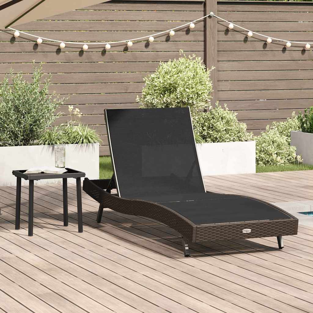 Lettino da sole con tavolo 2 pcs Marrone, nero