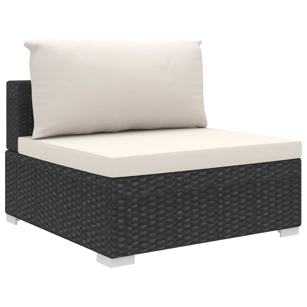 Set Divani da Giardino 9 pz con Cuscini in Polyrattan Nero - immagine 4