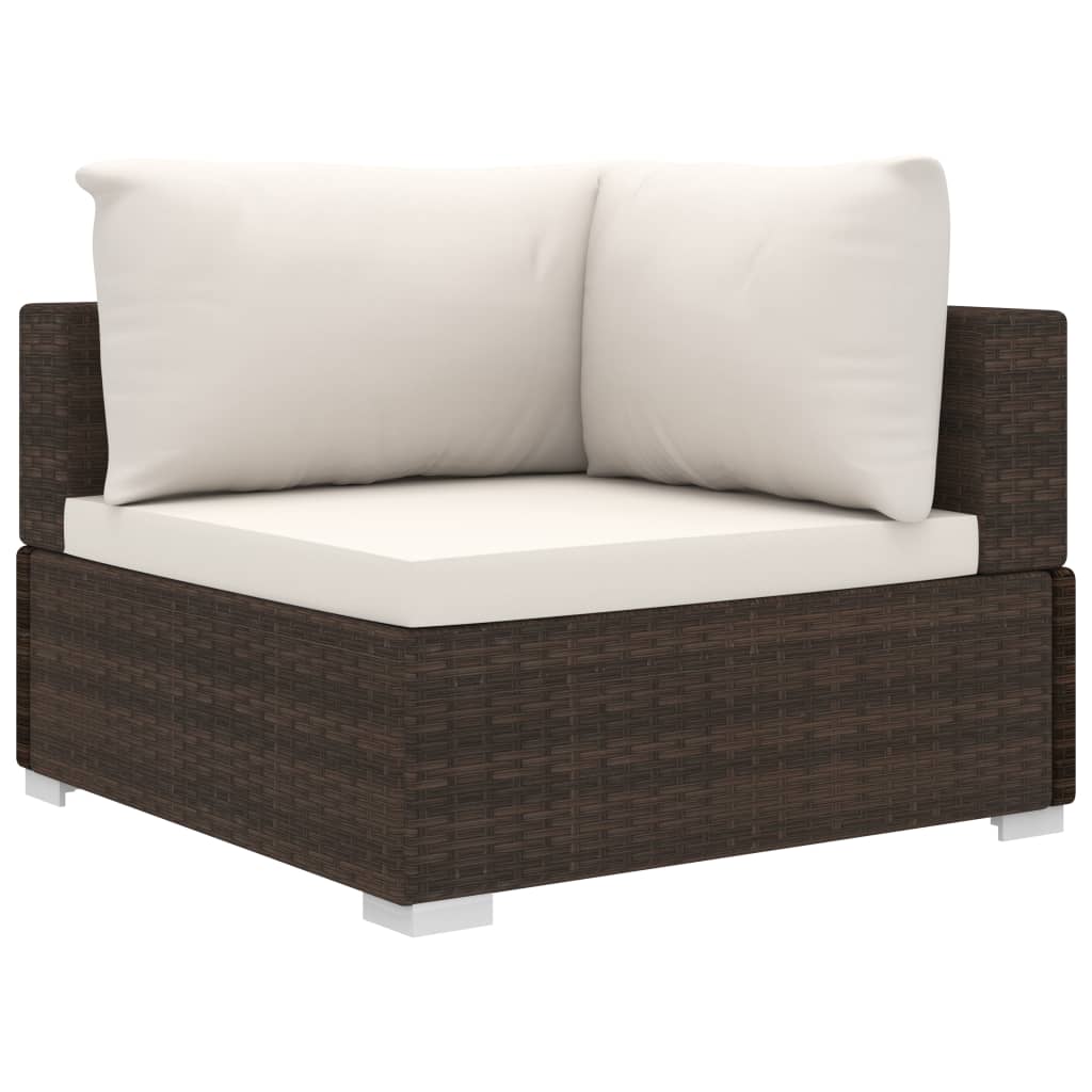 Set Divani da Giardino 11 pz con Cuscini in Polyrattan Marrone - immagine 4