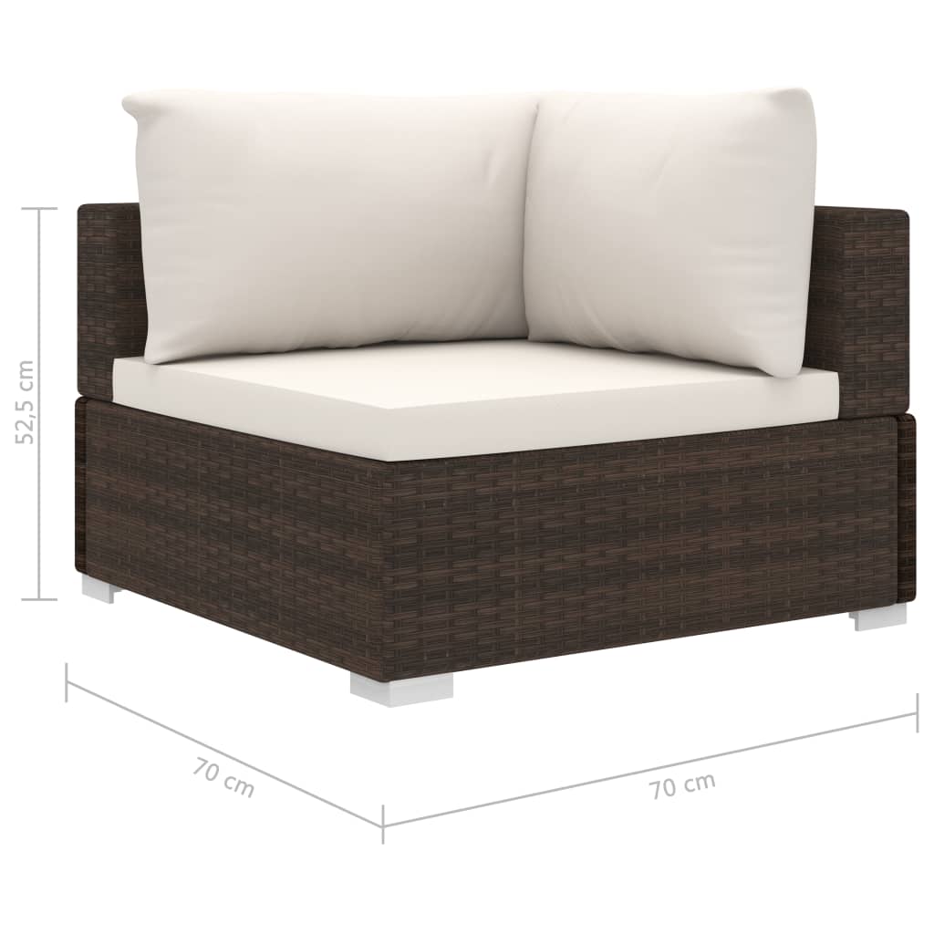 Set Divani da Giardino 11 pz con Cuscini in Polyrattan Marrone - immagine 8