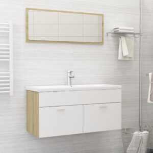 Set Mobili da Bagno Bianco Lucido in Legno Multistrato