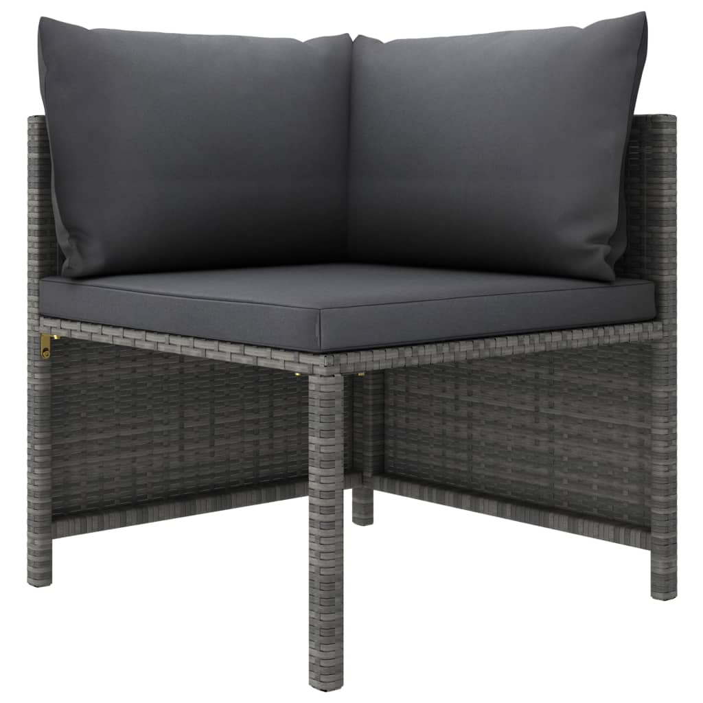 Set Divani da Giardino 5 pz con Cuscini in Polyrattan Grigio - immagine 3