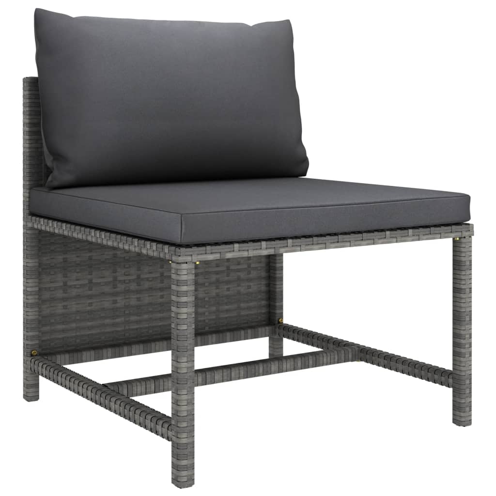 Set Divani da Giardino 5 pz con Cuscini in Polyrattan Grigio - immagine 5