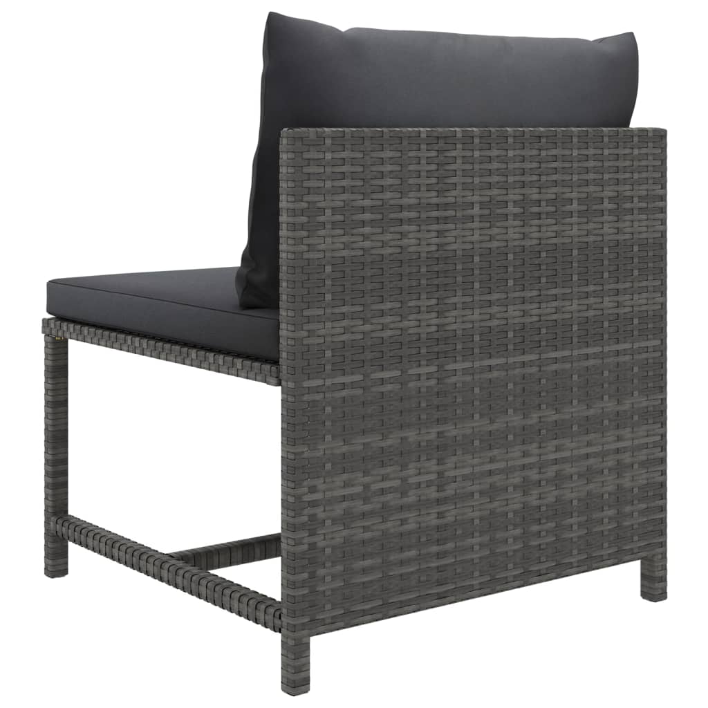 Set Divani da Giardino 5 pz con Cuscini in Polyrattan Grigio - immagine 6