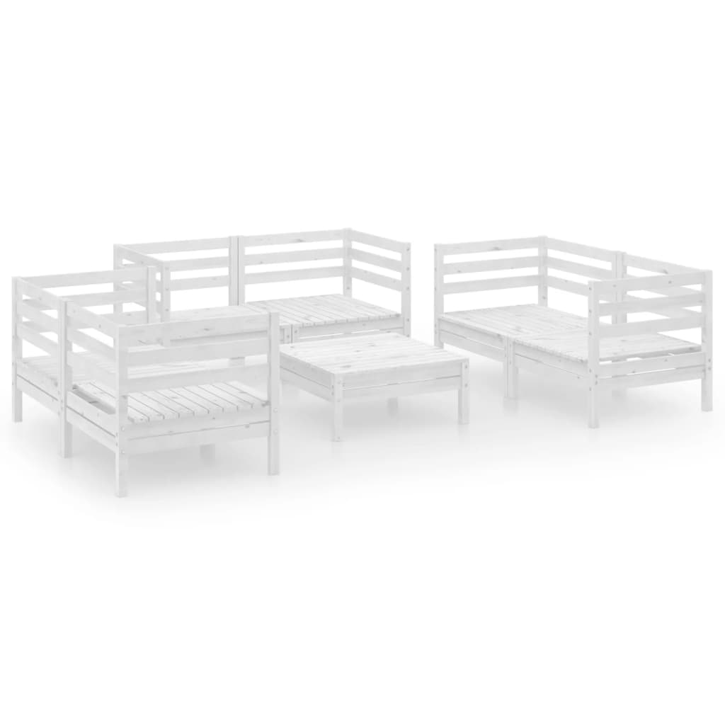 Set Divani da Giardino 7 pz Bianco in Legno Massello di Pino - immagine 2