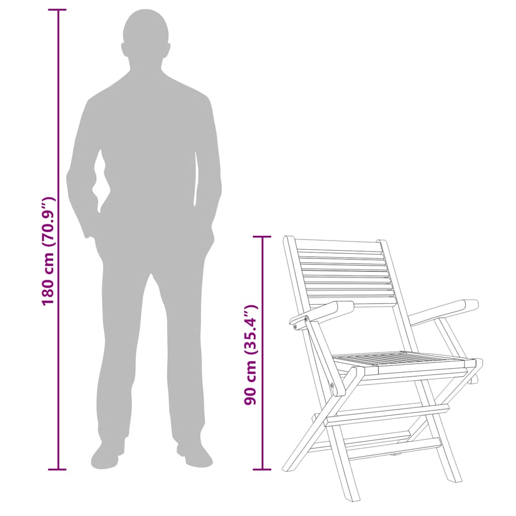 Sedie da Giardino Pieghevoli 4pz 55x62x90cm Legno Massello Teak - immagine 5