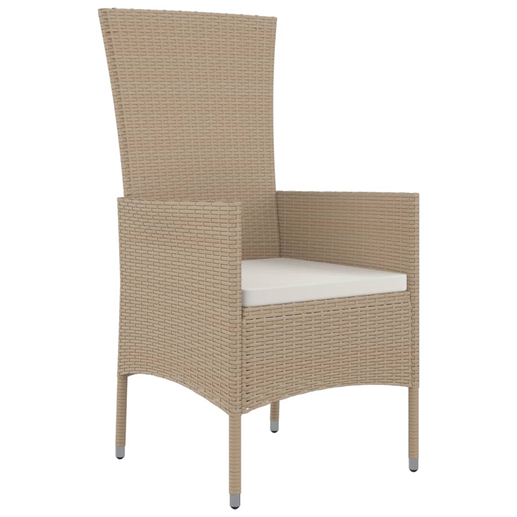 Set da Pranzo da Giardino 7 pz con Cuscini Beige in Polyrattan - immagine 4