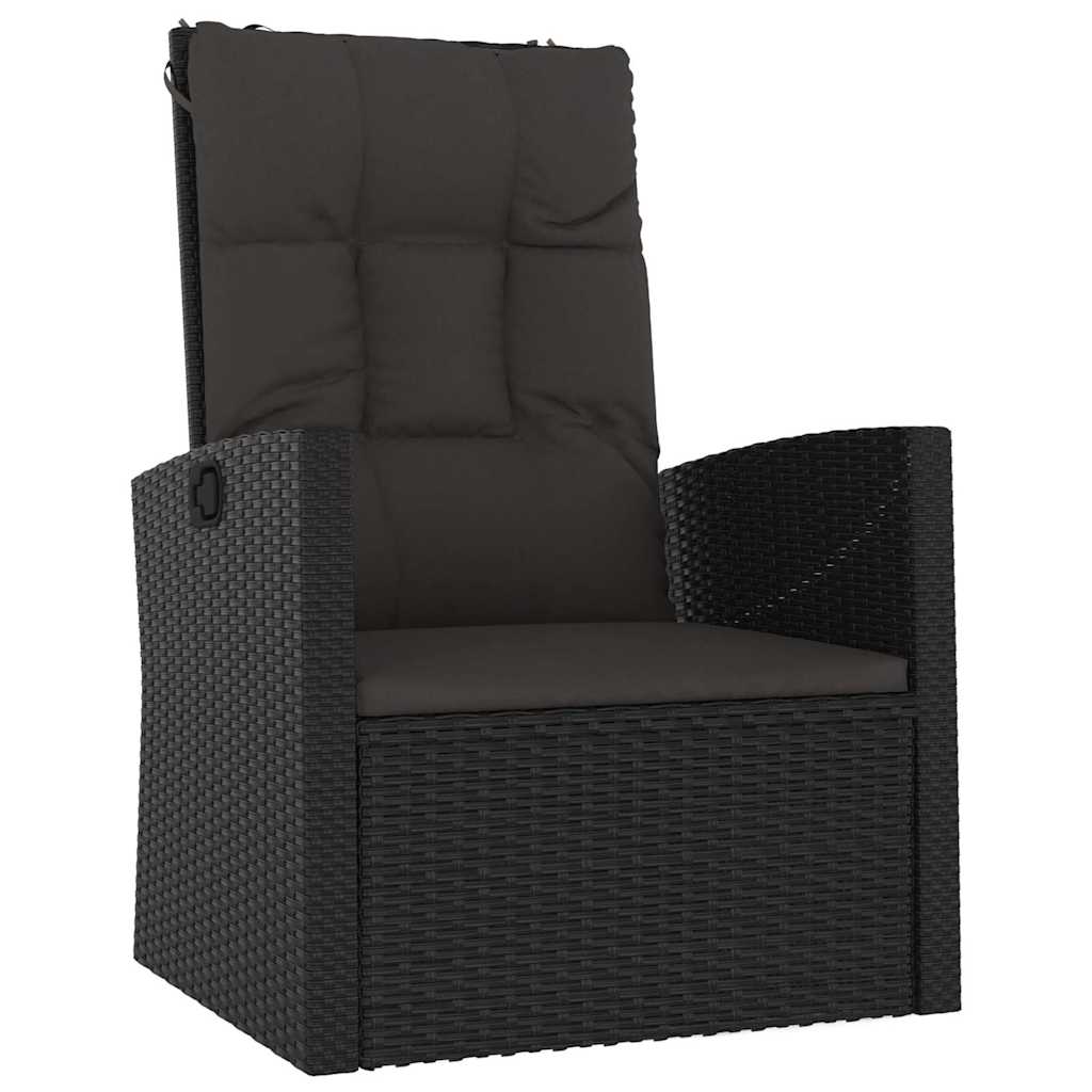 Set Divani da Giardino 3 pz con Cuscini Nero in Polyrattan - immagine 6
