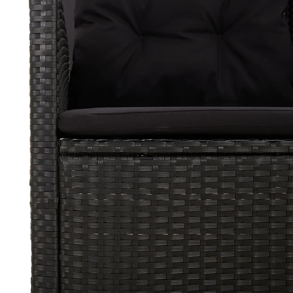 Set Divani da Giardino 3 pz con Cuscini Nero in Polyrattan - immagine 8