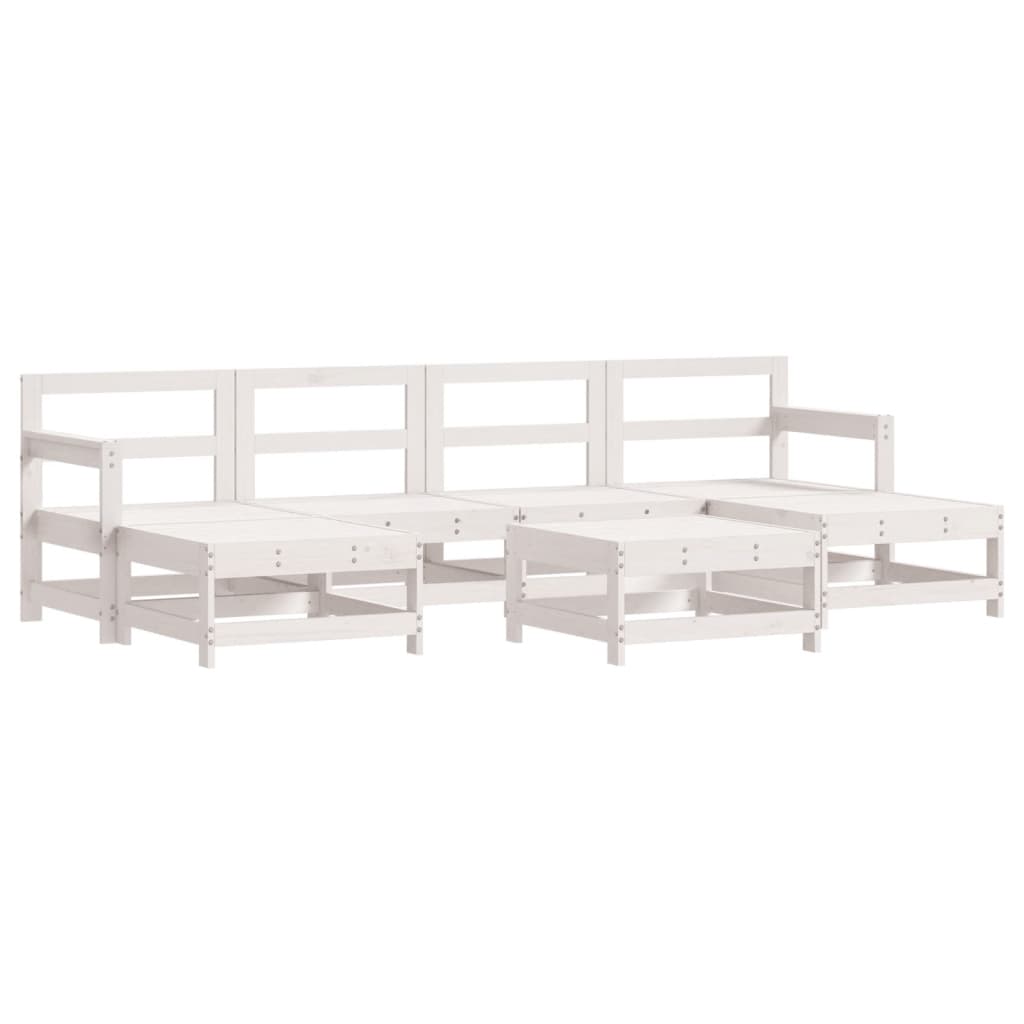 Set Salotto da Giardino 7 pz Bianco in Legno Massello di Pino - immagine 2