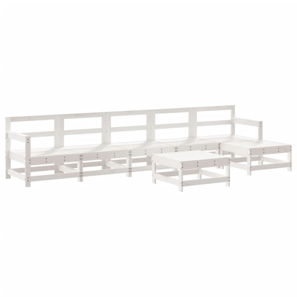 Set Salotto da Giardino 7 pz Bianco in Legno Massello di Pino - immagine 2