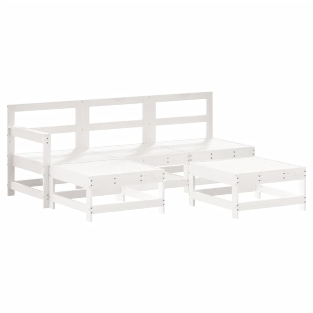 Set Salotto da Giardino 5 pz Bianco in Legno Massello di Pino - immagine 2