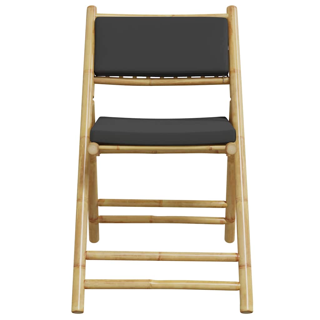 Sedie da Bistrot Pieghevoli 4pz con Cuscini Grigio Scuro Bambù - immagine 4