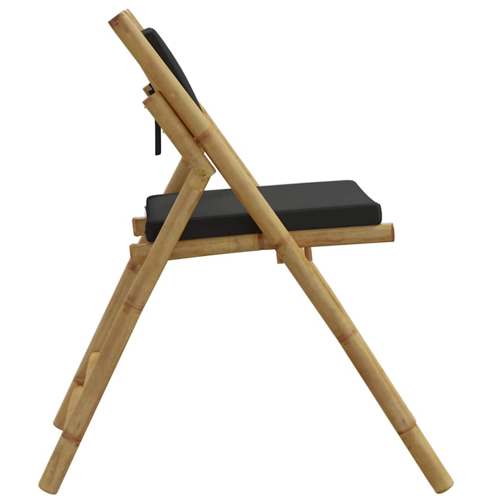 Sedie da Bistrot Pieghevoli 4pz con Cuscini Grigio Scuro Bambù - immagine 5