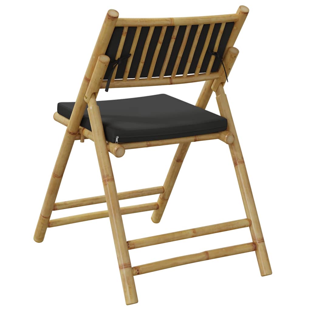 Sedie da Bistrot Pieghevoli 4pz con Cuscini Grigio Scuro Bambù - immagine 6