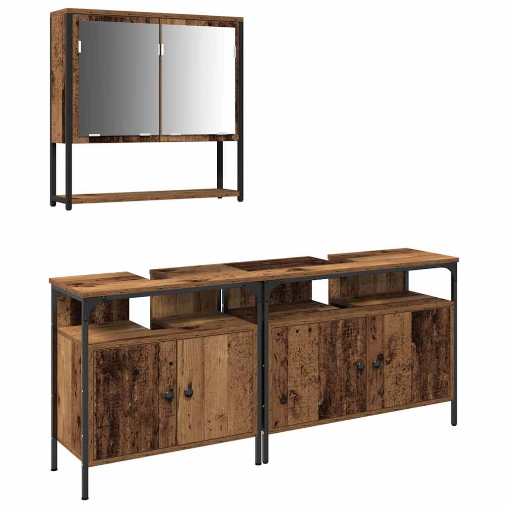 Set Mobili da Bagno 3 pz Rovere Fumo in Legno Multistrato - immagine 2