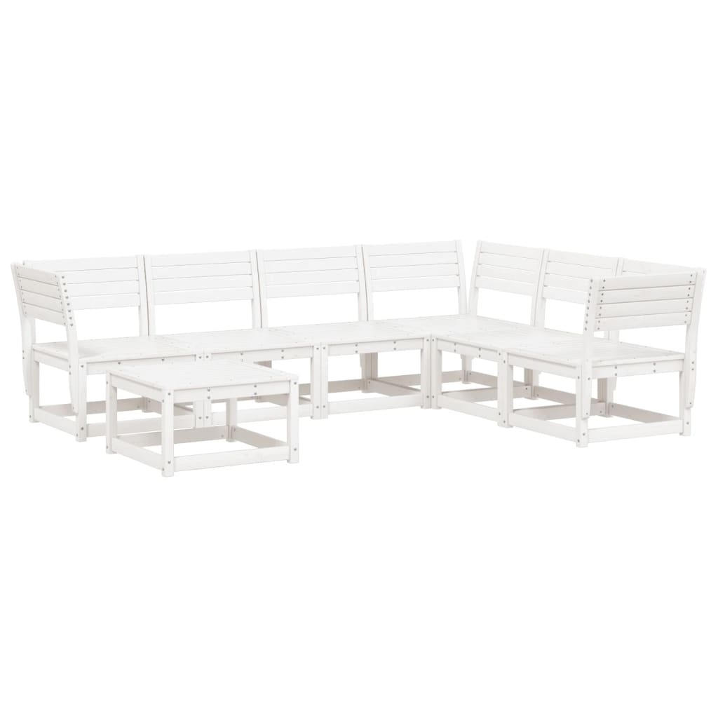 Set Salotto da Giardino 7 pz Bianco in Legno Massello di Pino - immagine 2