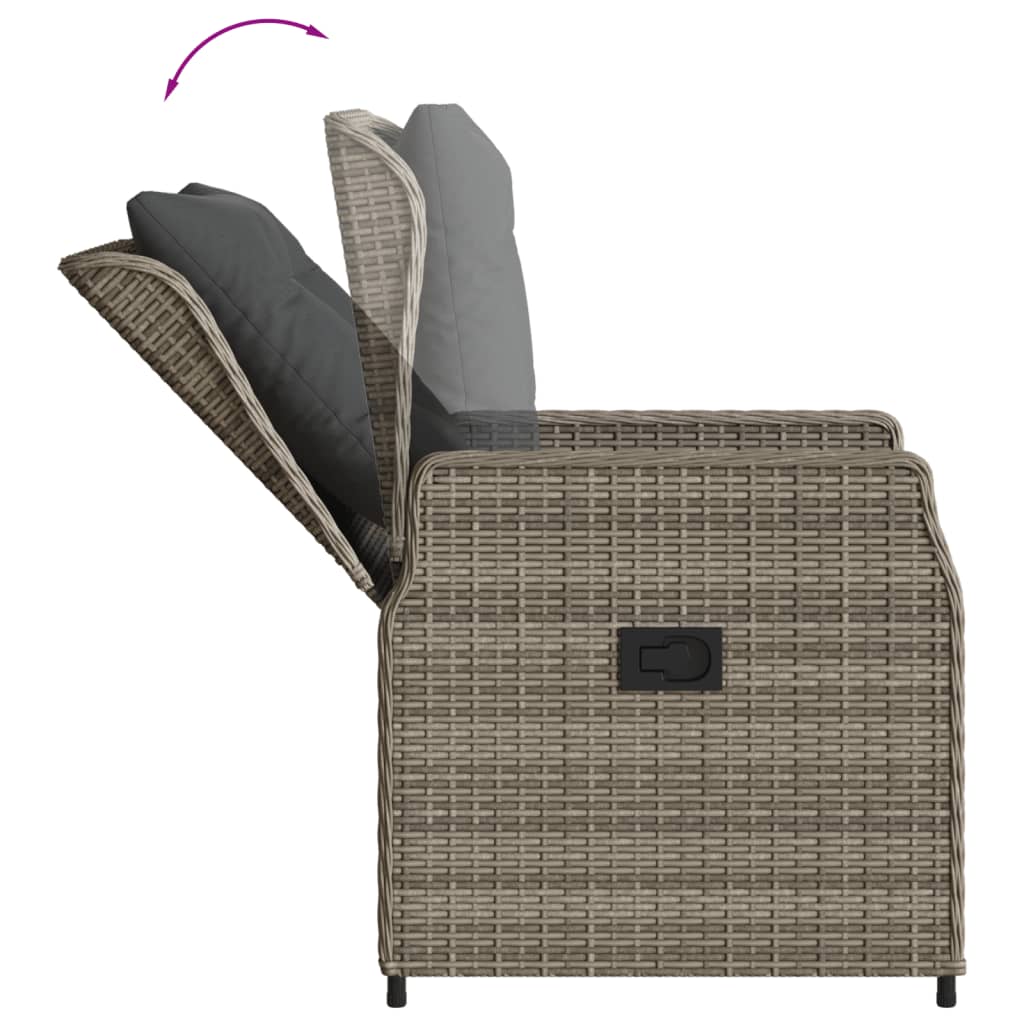 Sedie da Giardino Reclinabili 2 pz Grigio Polyrattan - immagine 7