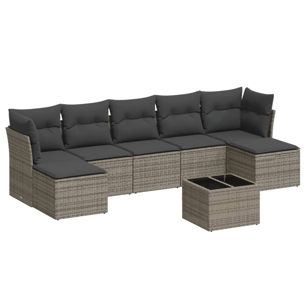 Set Divani da Giardino con Cuscini 7pz Nero Polyrattan - immagine 2