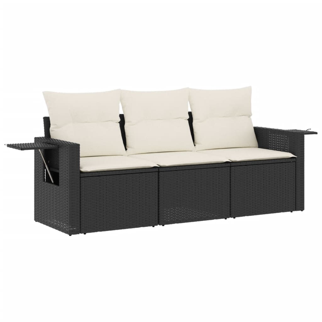 Set Divano da Giardino 3pz con Cuscini Grigio Chiaro Polyrattan - immagine 2