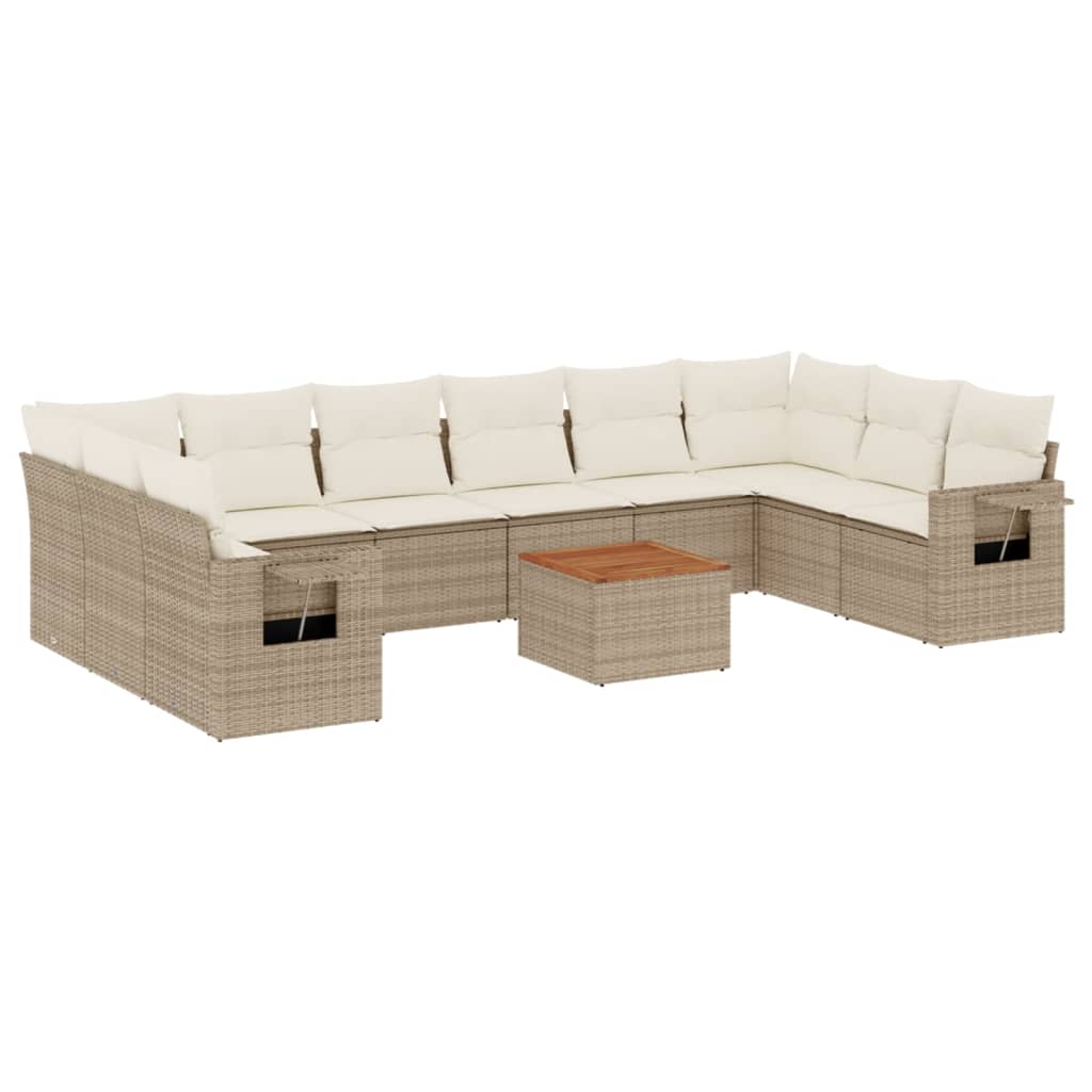 Set Divani da Giardino 11 pz con Cuscini in Polyrattan Nero - immagine 2
