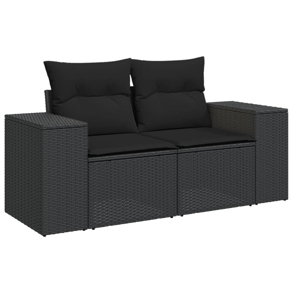 Set Divani da Giardino con Cuscini 7pz Nero Polyrattan - immagine 3