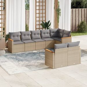 Set Divani da Giardino 9 pz con Cuscini Nero in Polyrattan