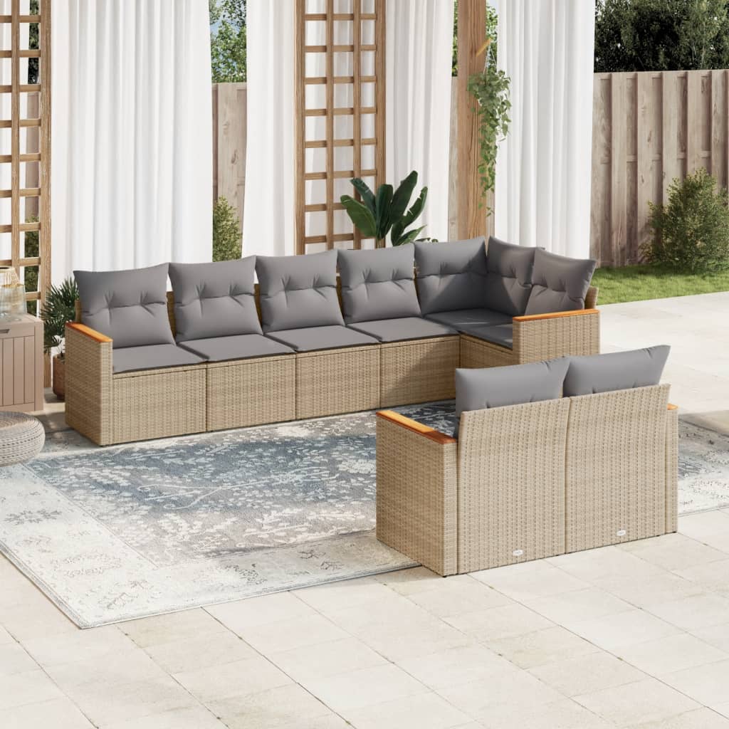 Set Divani da Giardino 9 pz con Cuscini Nero in Polyrattan