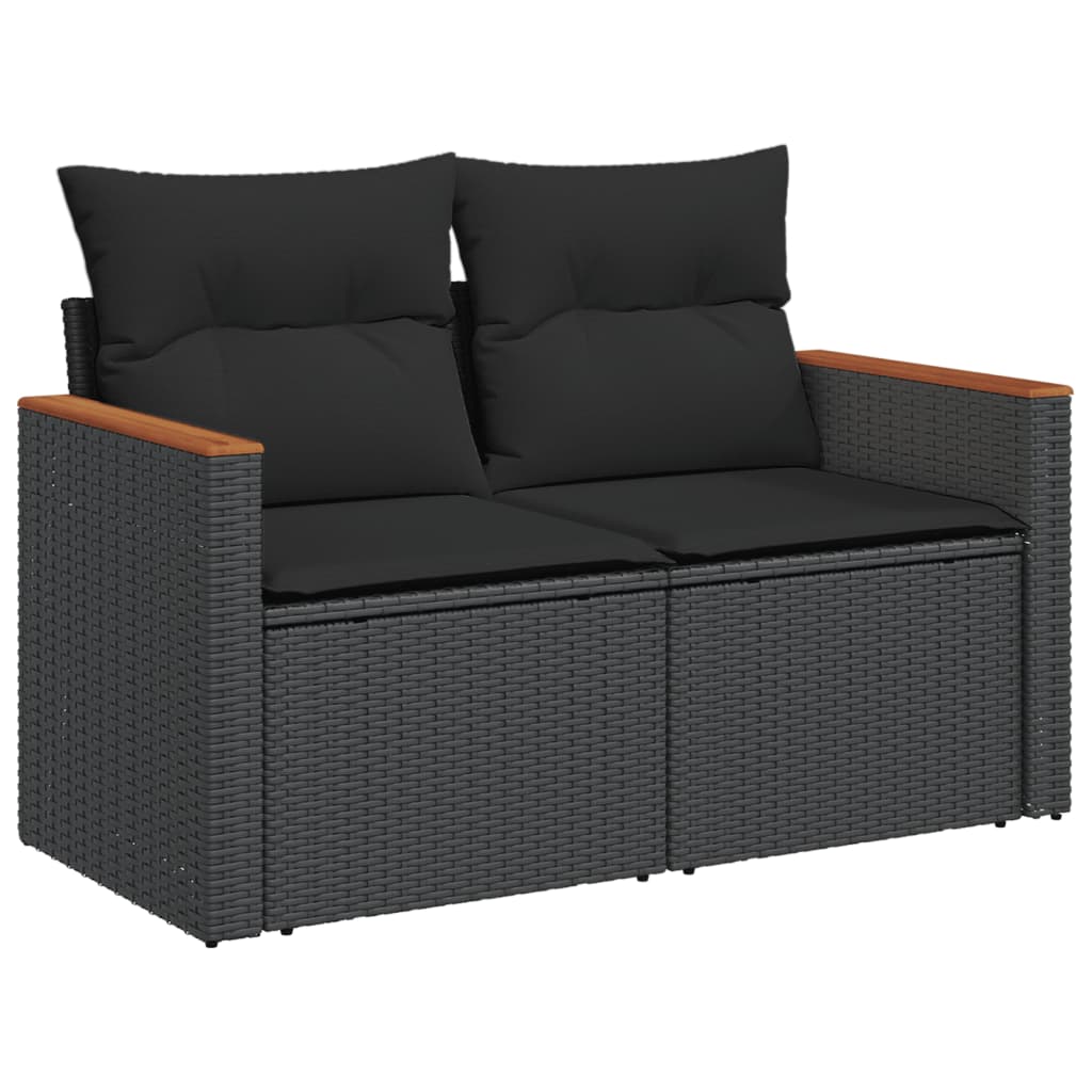 Set Divani da Giardino 11 pz con Cuscini in Polyrattan Nero - immagine 4