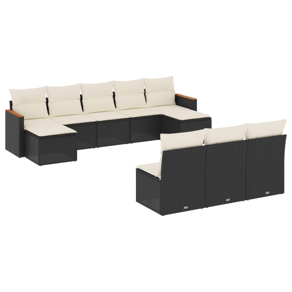 Set Divano da Giardino 10 pz con Cuscini Beige Misto Polyrattan - immagine 2