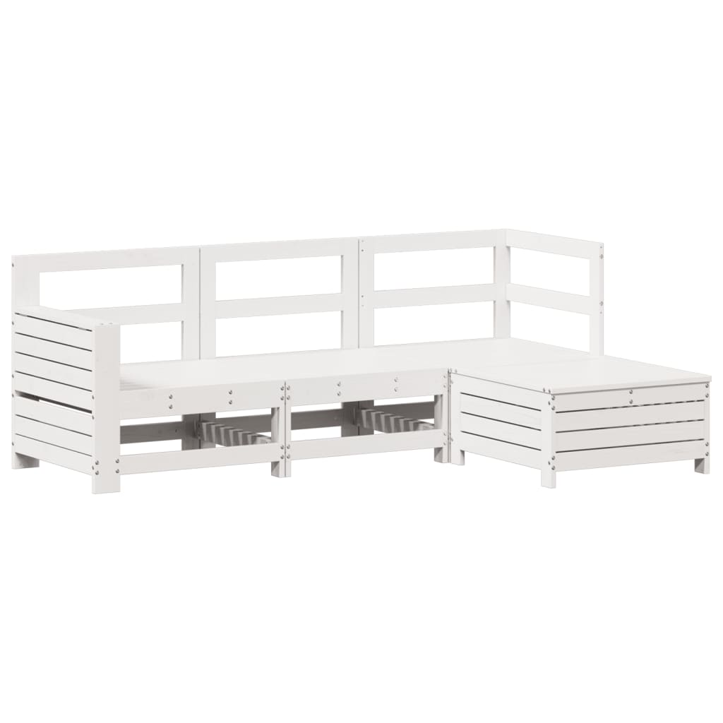 Set Salotto da Giardino 4 pz Bianco in Legno Massello di Pino - immagine 2