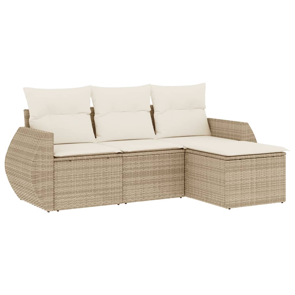 Set Divani da Giardino 4 pz con Cuscini Nero in Polyrattan - immagine 2