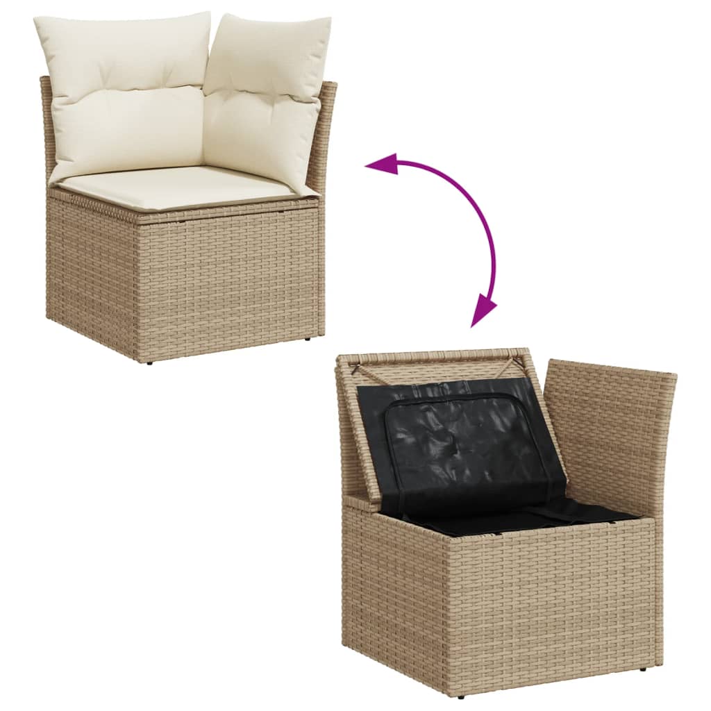 Set Divani da Giardino 12 pz con Cuscini Nero in Polyrattan - immagine 8
