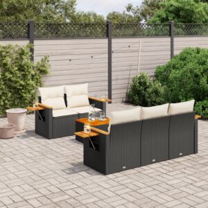 Set Divano da Giardino 6 pz con Cuscini Grigio in Polyrattan