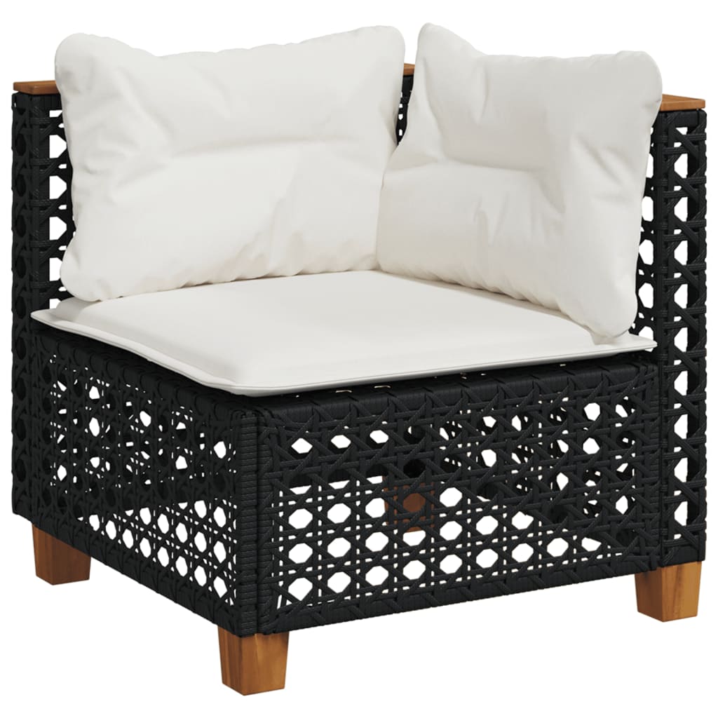 Set Divani da Giardino 5 pz con Cuscini in Polyrattan Nero - immagine 3