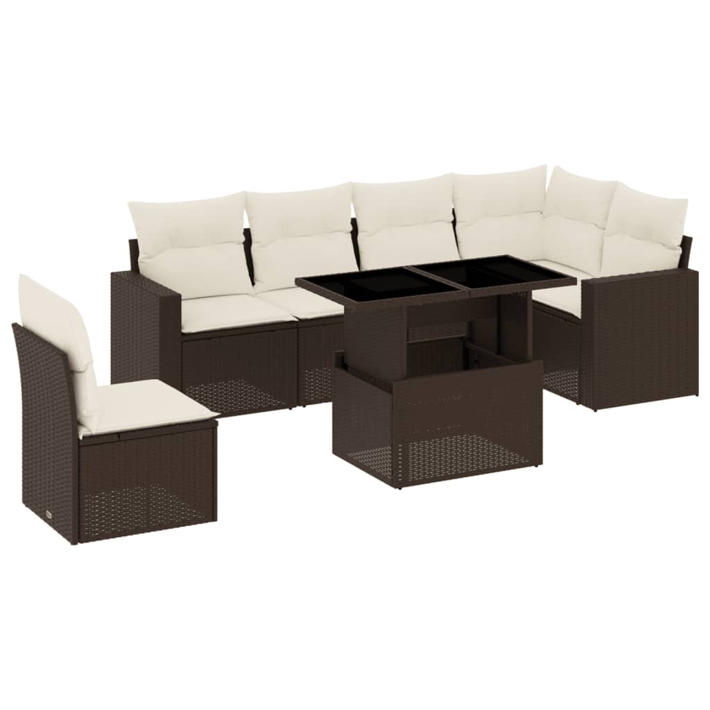 Set Divani da Giardino con Cuscini 7pz Nero Polyrattan - immagine 2