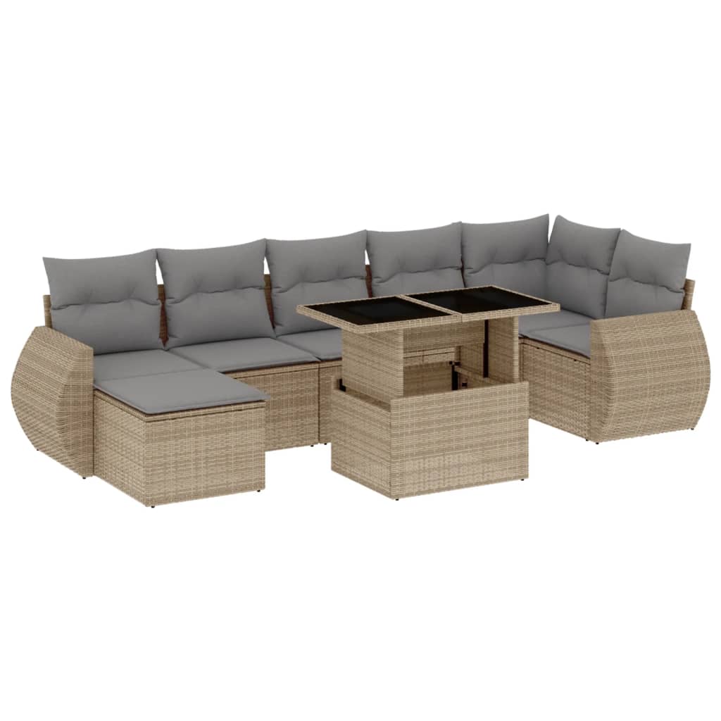 Set Divani da Giardino con Cuscini 8 pz Nero in Polyrattan - immagine 2