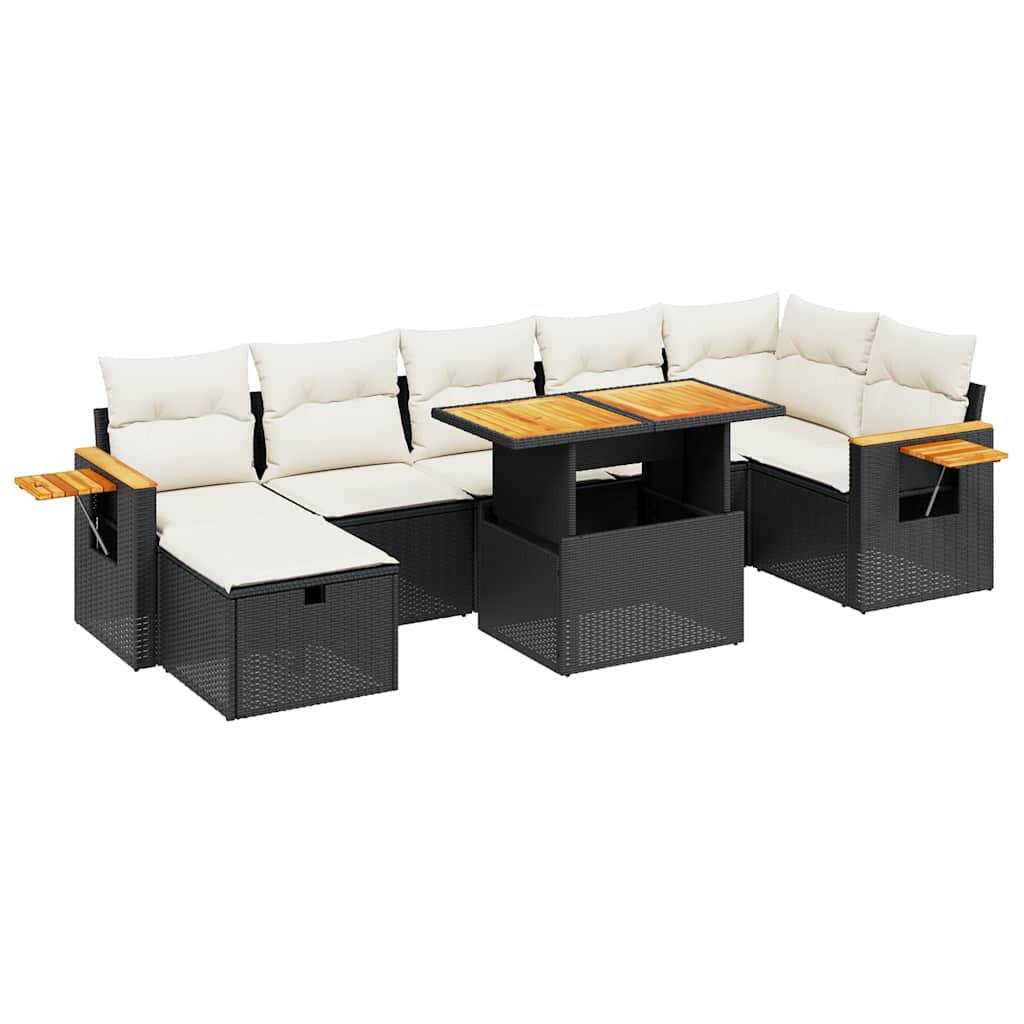 Set Divani da Giardino con Cuscini 8 pz Nero in Polyrattan - immagine 2