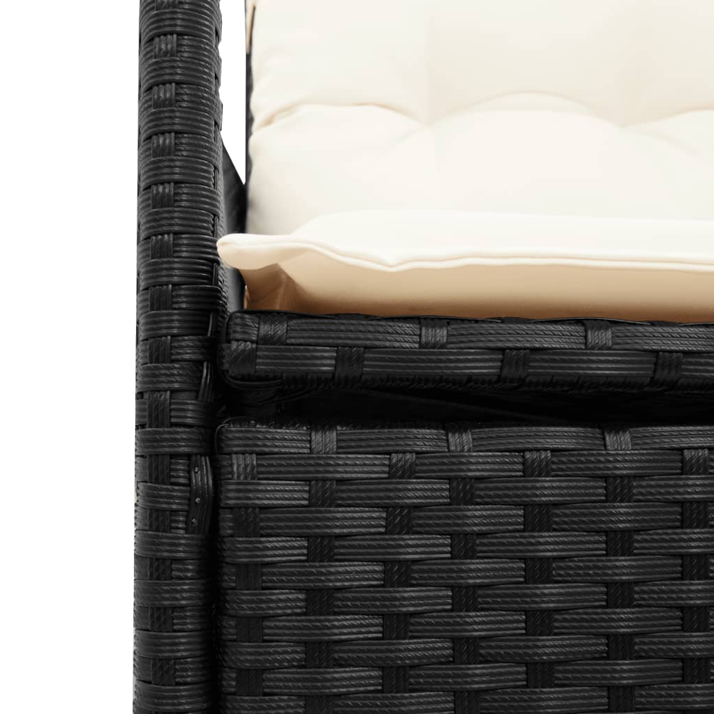Set da Bistrò da Giardino 11 pz con Cuscini Nero in Polyrattan - immagine 4