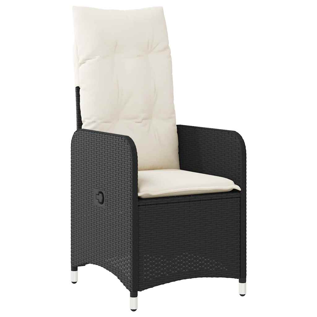 Set Bistrò da Giardino 9 pz con Cuscini in Polyrattan Nero - immagine 3