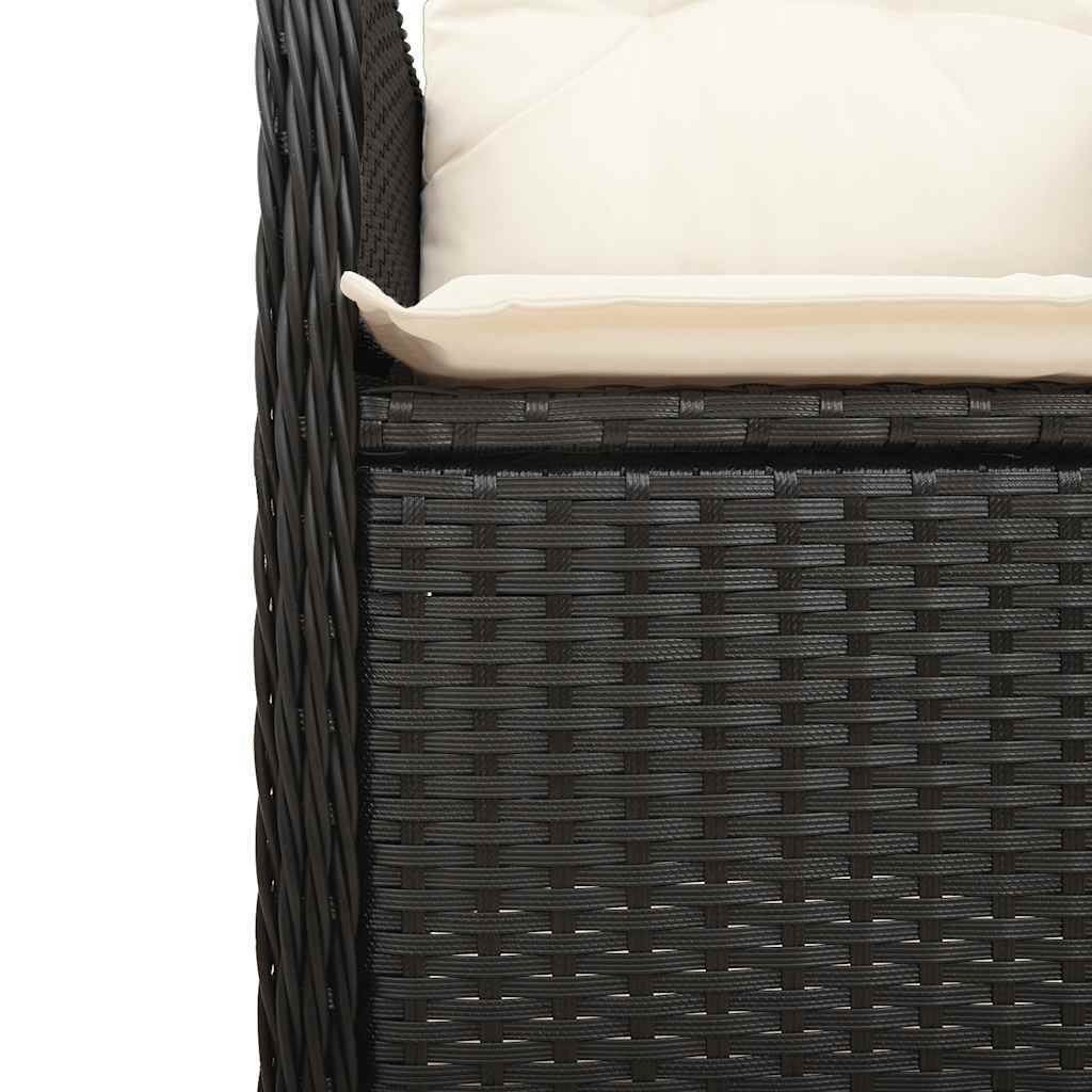 Set Bistrò da Giardino 9 pz con Cuscini in Polyrattan Nero - immagine 4