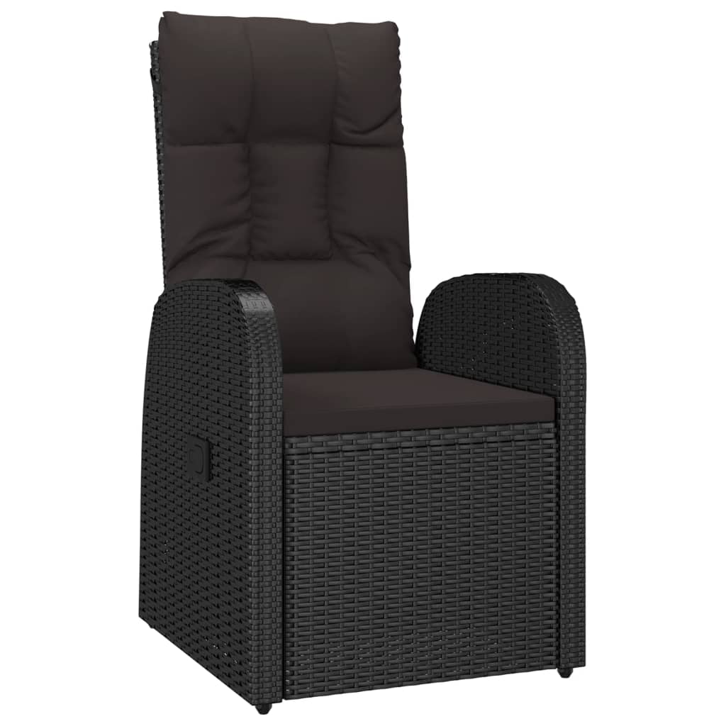 Set da Pranzo da Giardino 11 pz con Cuscini in Polyrattan Nero - immagine 3