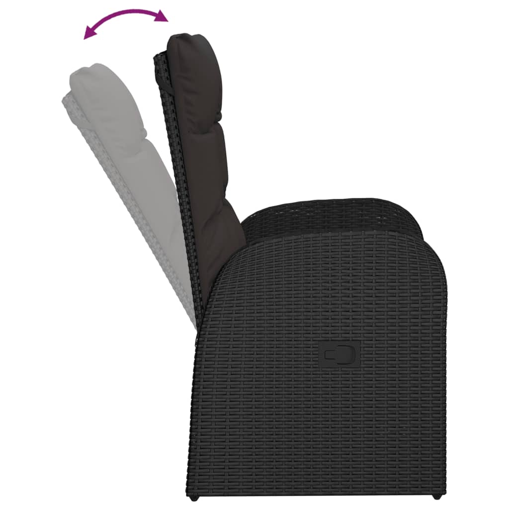 Set da Pranzo da Giardino 11 pz con Cuscini in Polyrattan Nero - immagine 5