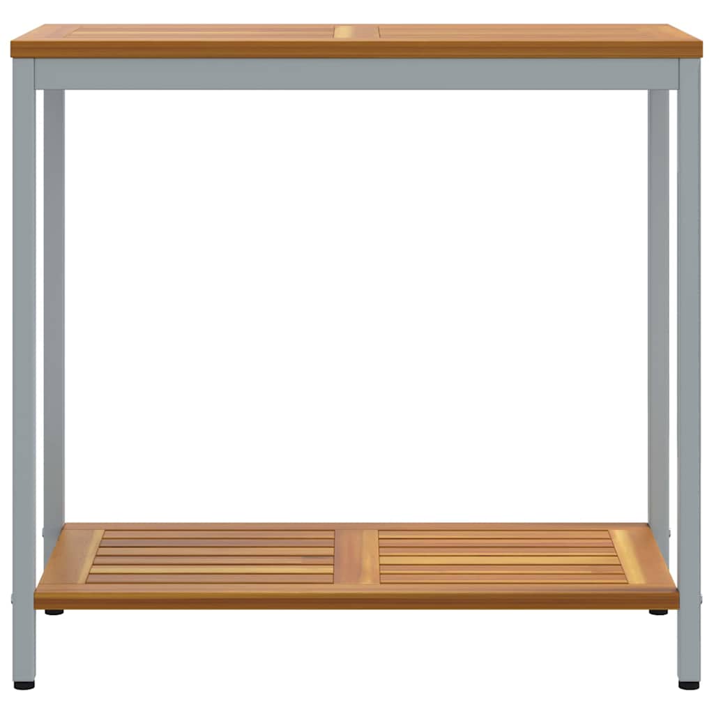 Tavolo da esterno Naturale e Grigio 80 x 35 x 75 cm - immagine 5