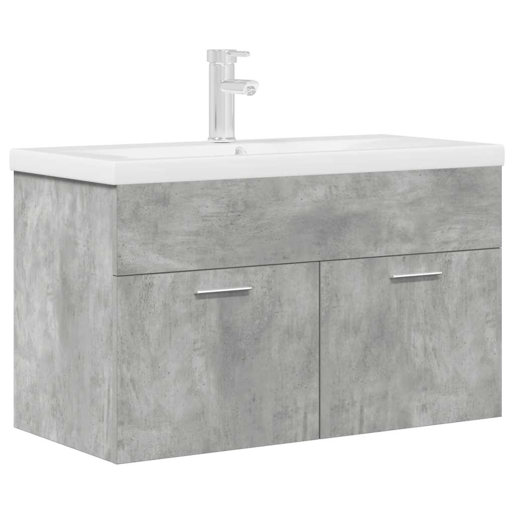 Mobile da Bagno con Lavabo Integrato e Rubinetto Grigio Cemento - immagine 2
