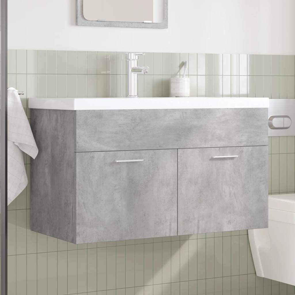 Mobile da Bagno con Lavabo Integrato e Rubinetto Grigio Cemento - immagine 3